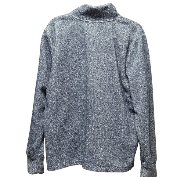 Eddie Bauer Womens XL Blue Heathered Fleece Pullover Sweater W/ Button Collar & - Picture 3 of 8